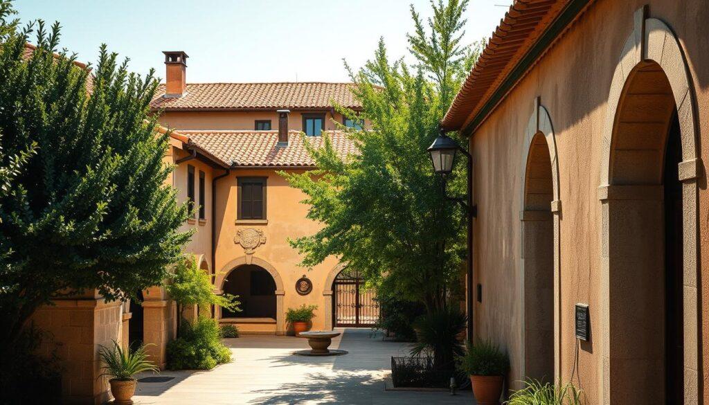 A sun-drenched Mediterranean villa nestled amidst lush greenery, its terracotta roof tiles gleaming under the warm afternoon light. Arched entryways frame the scene, leading the eye towards a tranquil courtyard where intricate stone carvings adorn the walls. Gentle shadows dance across the weathered facade, accentuating the timeless elegance of the architecture. A wide-angle lens captures the grandeur of the building, while soft, diffused lighting creates a sense of timeless serenity. This picturesque scene embodies the distinctive style and charm of Mediterranean villas, reflecting the rich cultural heritage and architectural traditions of the region. A sun-drenched Mediterranean villa nestled amidst lush greenery, its terracotta roof tiles gleaming under the warm afternoon light. Arched entryways frame the scene, leading the eye towards a tranquil courtyard where intricate stone carvings adorn the walls. Gentle shadows dance across the weathered facade, accentuating the timeless elegance of the architecture. A wide-angle lens captures the grandeur of the building, while soft, diffused lighting creates a sense of timeless serenity. This picturesque scene embodies the distinctive style and charm of Mediterranean villas, reflecting the rich cultural heritage and architectural traditions of the region.