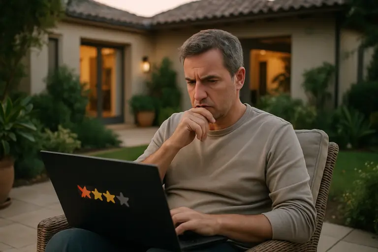 Laptop with review notes beside a cordless tool and marked maintenance checklist